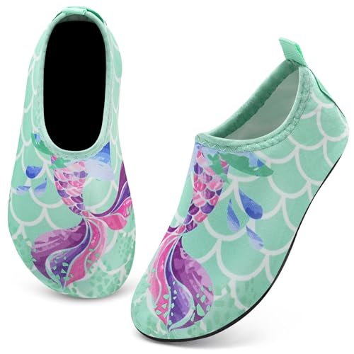 IceUnicorn Scarpe da bagno per bambini, scarpe da nuoto per bambini, scarpe da spiaggia, Verde/Lilla, 28/29 EU
