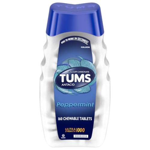 TUMS Ultra Strength Chewable Antacid Tablets for Heartburn Relief Peppermint - 160 Count