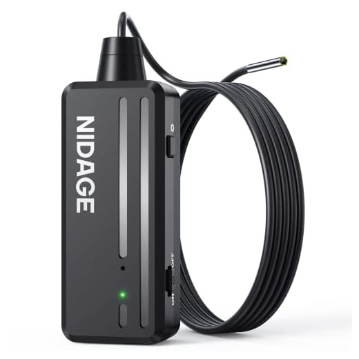 Inspection Camera, NIDAGE Wireless Endoscope,2023 Top Tiny WiFi Borescope 3.9mm, 1080P HD Endoscope Camera with Light, IP67 Waterproof Semi-Rigid Snake Camera Cable(5FT) for iPhone,Android & Tablet