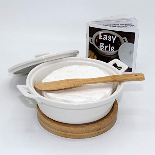Large Brie Baking Dish With Lid - Cookbook, Trivet And 5 Utensils. Large Cheese Baker For Large Wheels Of Brie And Camembert Cheese. Brie Cheese Baking Dish Is Microwave, Dishwasher And Oven Safe. #TOP6