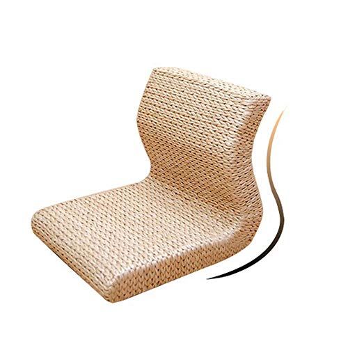 Japanese Style Floor Chair Handcrafted Eco-Friendly Padded Knitted Straw Chair With Backrest Meditation Chair,Hand Woven Tatami Floor Cushion Corn Maize Husk, 17.7X14.1X14.5X2.3Inch #TOP3