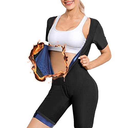 Everfion Sauna Suit For Women Waist Trainer Short Sleeve Sweat Suit With Shorts Full Body Shaper #TOP5