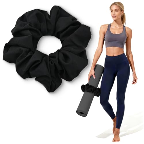Yoga Mat Scrunchie - Elastic Black Fabric Holder