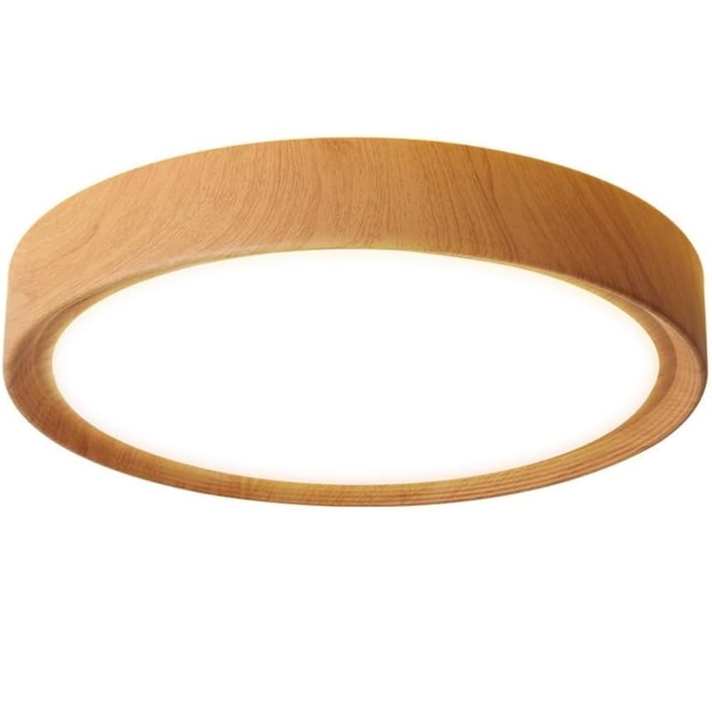 LUOYAOB Nordic Chinese Style Round Thin Iron Ceiling Lights Acrylic Flush Mount Ceiling Lamp Minimalist Wood Grain Ceiling Light Fixture for Bedroom Living Room Hallway Entryway Balcony(40cm/15.7in)