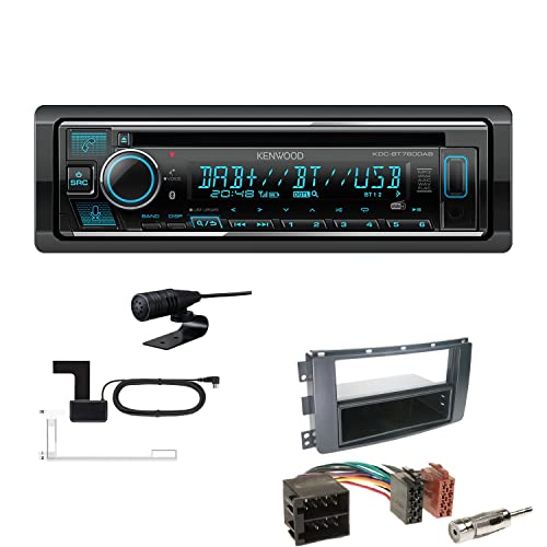 Kenwood KDC-BT760DAB 1-DIN Autoradio CD-Tuner mit Bluetooth Digitalradio DAB+ inkl. Einbauset passend für Smart ForTwo Cabrio Coupe 2007-2010 schwarz