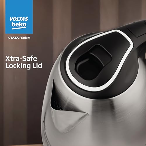 Image of Voltas Beko, a TATA Product 1.5 L Stainless Steel Electric Kettle | 1350W Fast Boil | Auto Cut‑Off | Cool‑Touch Lid & Handle | Home & Office Use (K135X15H‑SL, Silver)