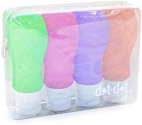Travel Bottles Silicone Containers Set, Purple/Pink/Green/Orange, 3 oz, Set of 4