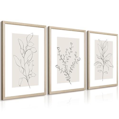 Neutral Botanical Prints Wall Art Decor Plant Minimalist Canvas Pictures