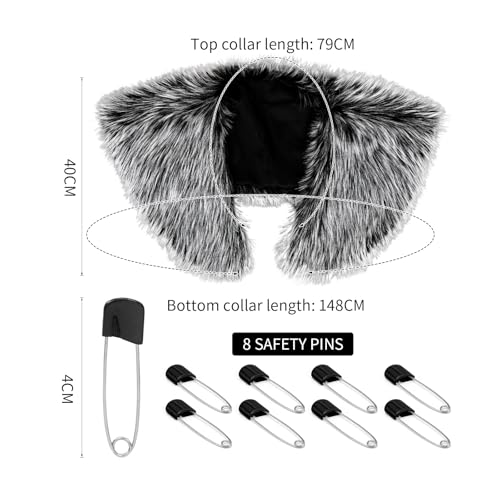 Capaneus Viking Kunstfell Kragen, Wikinger Fell Schal, Mittelalter Umhang Pelz Herren, Wikinger Kostüm Accessoire für Halloween Karneval Cosplay Thema Party