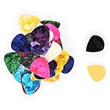Redpepper Guitar Picks Set – 32 Premium Celluloid Plectrums in 3 Thicknesses + Jazz Guitar Picks – Colourful Medium & Thick for All Players