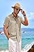 COOFANDY Men's Linen Shirts Short Sleeve Casual Shirts Button Down Shirt for Men Beach Summer Wedding Shirt Khaki