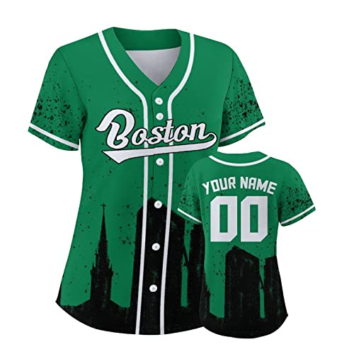 City Custom Women Baseball Jersey for Basketball Fans Green Black
