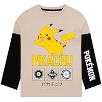Pokémon Camiseta Niño, Pikachu Camisetas Niño de Manga Larga,