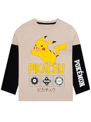 Pokémon Camiseta Niño, Pikachu Camisetas Niño de Manga Larga, Pikachu Ropa De Niño, Beige 12-13 Años | Ya disponible en tu tienda friki favorita! En mundofriki.es!