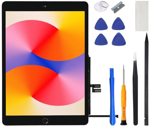 for iPad 7 7th / 8 8th Gen Screen Replacement Digitizer 2019/2020 10.2 Inch Touch Glass, for 7th or 8th Generation A2197 A2198 A2200, A2270 A2428 A2429 A2430 with Home Button, Repair Kit (Black)