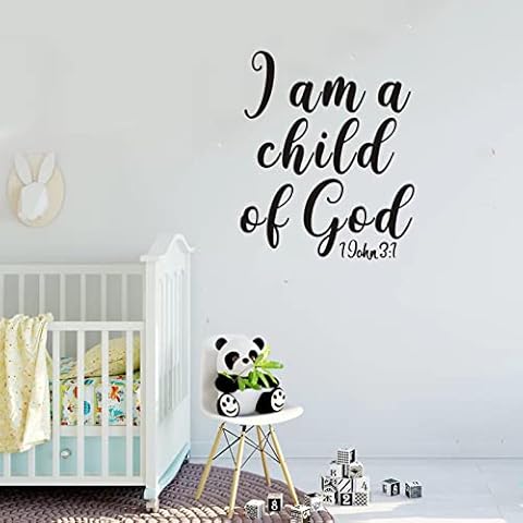 SEATUNE Wall Decals for Kids, Bible Verse Wall Decal, Quotes Girls Boy Baby Children Bedroom Nursery Playroom Inspirational Positive Motivational Home Vinyl Art Wall Decor, I Am A Child of God 20"X24" Cover