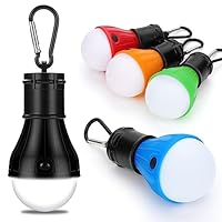 Campinglampe, LED Camping Lampen, 100 Lumen Tragbare Zeltlampe mit Karabiner Laterne Glühbirne Set Notlicht Wasserdicht Camping Licht für Abenteuer Angeln Notfall Stromausfall (5 Stück)