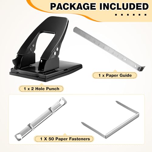 Image of Dreyoo Two Hole Punch with 50pcs Paper Fasteners, 30 Sheet Capacity