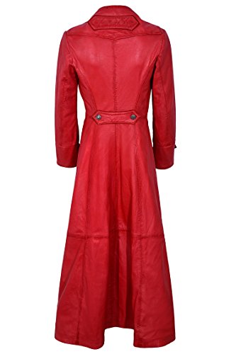 Ladies New 3490 Red Napa Sheep Leather Full-Length Long Goth Coat Rock Jacket (6 Us / 10 Uk) #TOP3