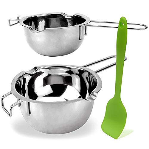 Kochenty 2 Pack Double Boiler Melting Pot with Silicone Spatula for Butter for Chocolate Candy Butter Cheese (400ML and 600 ML)