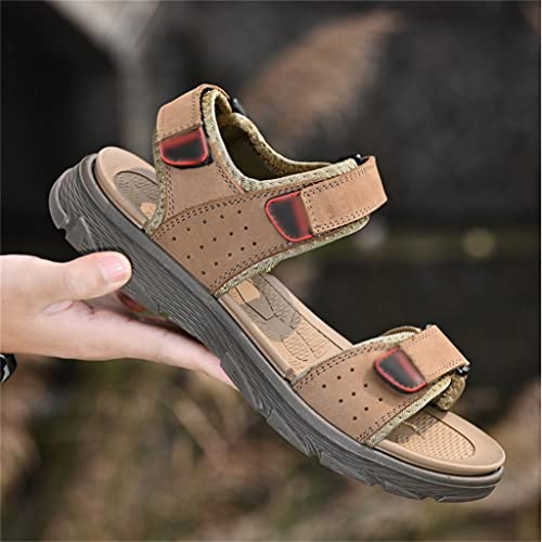 Lightweight Men's Sandals Leisure Shoes Leather Men Casual Beach Sandals Retro Flats(40)3