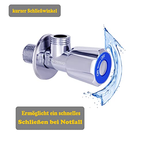 Lazardo 2x Eckventil Waschbecken Wandanschluss regulierventil 3/8 Zoll Armaturenanschluss Absperrventil
