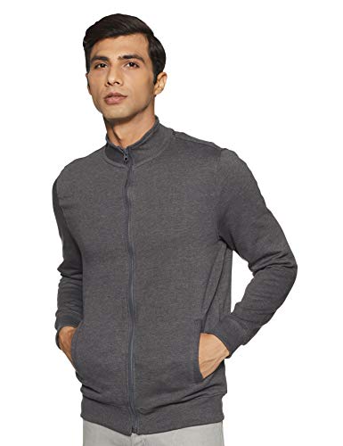 Image of Amazon Brand - Symbol Men Cotton Blend High Neck Zipper Sweatshirt (Available in Plus Sizes)