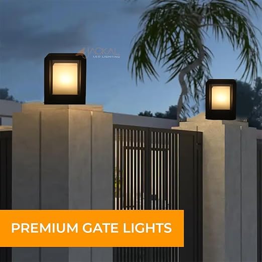 Image of JACKAL Black Cubical Gate Light | Outdoor Garden Light | LED Lamp | Waterproof Pillar Light | Garden Floor Lamp | LED Light for Floor, Outdoor, Pathway (1, Small (6X8 INCH))