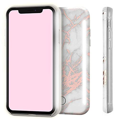 Cavaartis Case | Dual Front And Back Selfie Led Lighting Case | Dual Studio Lightning Metallic Gold Case | Variable Dimmer | Compatible With Iphone Xs/Xs Max (Xs Max, White Metallic Rose Gold) #TOP29