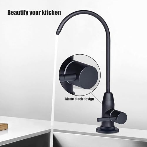 Image of Premium 304 Grade Steel Faucet for RO Water Purifier | 100% Lead-Free | Enhance Your Water Filtration Experience (Black Faucet SS304)