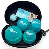 Dual Style Mixed Silicone Massage Cupping Therapy Set with Glide and Riptide Push Cups with All Natural Balm (4 Pack, Clear Teal Glide Cups)