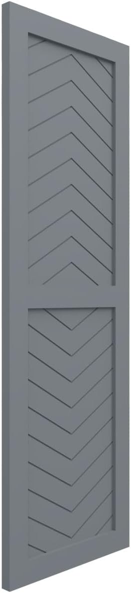 12"W x 28"H True Fit PVC Two Panel Chevron Modern Style Fixed Mount Shutters, Ocean Swell (Per Pair - Hardware Not Included)