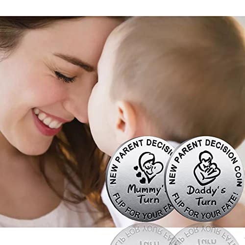 Image of New Dad Mom Gifts Funny Decision Making Coin, New Parent Mummy Daddy Pregnancy Women First Time to be Moms Dads Mother's Day Father's Day Gifts Double Sided