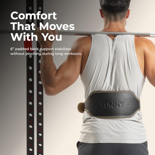 Sunny Health & Fitness Large Leather Weightlifting Belt w/ 6" Back Support - image 3