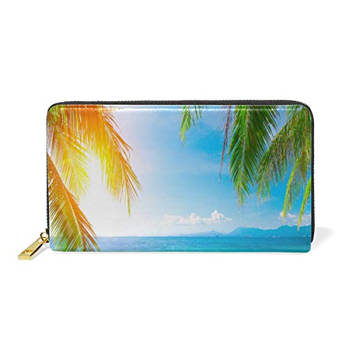 Portefeuille femme en cuir GIGIJY idée cadeau originale motif plage tropicale
