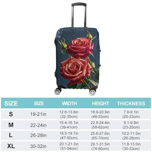 Luggage Covers Anti-Scratch Suitcase Cover Shabby Chic Roses Washable Elastic Suitcase Protector Travel Luggage Protector Covers Carry On Luggages Cover L (26-28 inches)2
