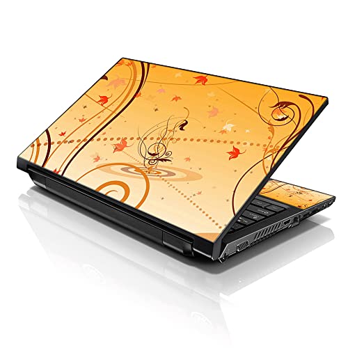 Image of LSS 15 15.6 Inches Laptop Notebook Skin Sticker with 2 Wrist Pads - Reusable Cover Protector Vinyl Sticker Cover Decal Fits 13 inch - 16 inch HP Asus Acer Samsung - Golden Floral Pattern
