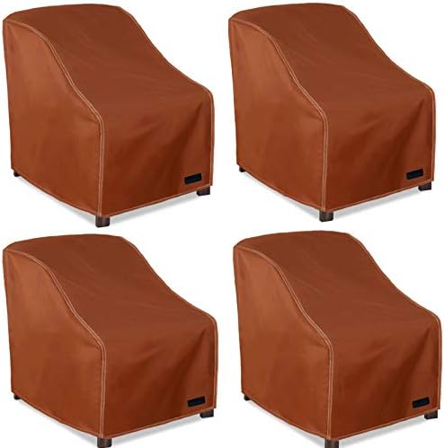 NettyPro Patio Chair Covers for Outdoor Furniture 4 Pack, Waterproof Heavy Duty Lawn Patio Furniture Cover Deep Seat Dining Chair Covers High Back, 30W x 33D x 34H inches, Brown
