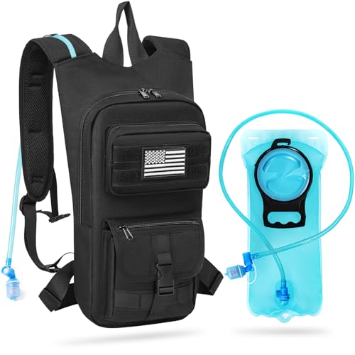 Image of Hydration Backpack, Tactical Molle Water with 2L TPU Water Bladder, for Men Women Lightweight Water Backpack, Hydration Pack for Hiking, Biking, Climbing and Hunting, Black