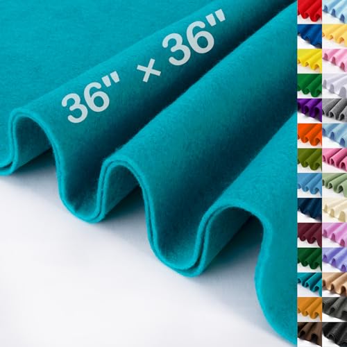Image of XSEINO Peacock Blue Large Felt Fabric 36 inch X 36 inch(1 Square Yard), 1.4 mm Thick Soft Felt Fabric Sheet for Crafts, Blue Series Colors Soft Nonwoven Fabric, Fit for Decoration, Sewing, DIY Crafts