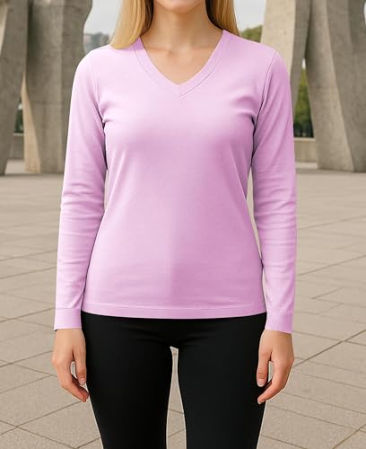 Womens Ultra Soft Long Sleeve Top | UV Sun Protection | Base Layer | All Season Performance V Neck Shirt | Multi Packs2