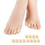 Povihome Pinky Toe Sleeves Protectors - 24 Pack Small Gel Corn Protectors - Protect from Rubbing, Ingrown Toenails, Calluses, Blisters - Toe Cushions for Pain Relief (Small Size, Beige)