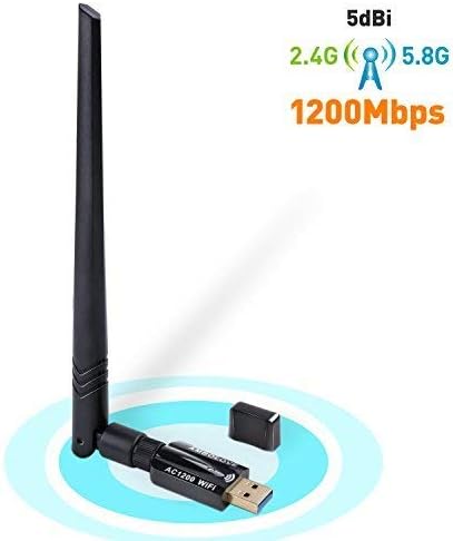 AMBOLOVE 1200M USB WIFI Adapter, Removable Antenna 5DBi Dual Band Wireless Wlan Stick for all Windows, Mac and Linux systems (5 DBi-1200M)