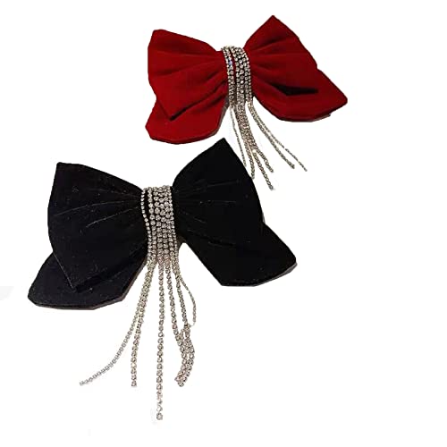 ACRISHAGN Haarschleife Rot,Schmetterling Haarspange,Französische Vintage Haarspangen Mädchen,Haarspangen mit Großer Schleife,Haarschmuck Hochzeit,Haarschmuck für Party Geburtstag Hochzeit 2 Stück Cover