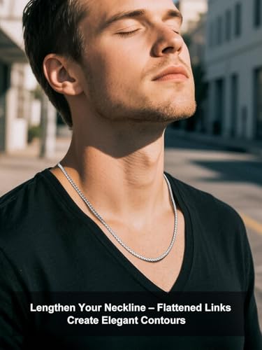 Richsteel Stainless Steel Mens Flat Link Chain Necklace, Black/Gold/Steel Chain for men, 2mm/4mm/6mm Width, No Tarnish & Hypoallergenic Hip Hop Jewelry, 18"-30" Length2