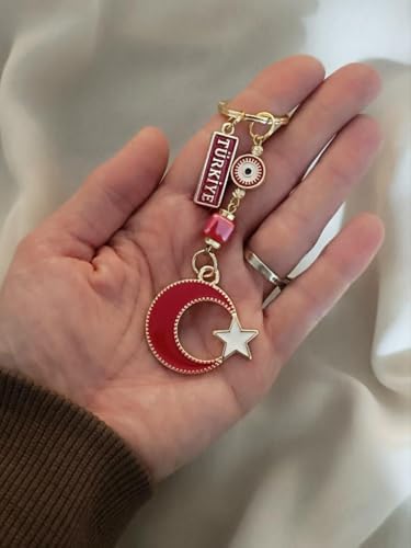 Anahtarlık Ay Yıldız Türk Bayrağı Çanta Süsü Türkiye Yazılı Araba Dikiz Ayna Aksesuar - Görsel 2