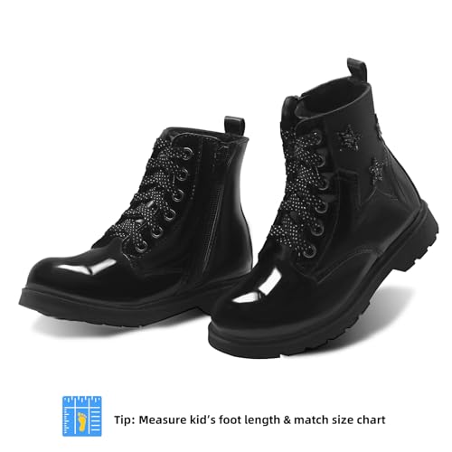 TZJS Girls Ankle Boots Girls' Lace Up Outdoor Combat Boot Kids Lightweight Hiking Shoes with Side Zipper for Toddler/Little Kid2