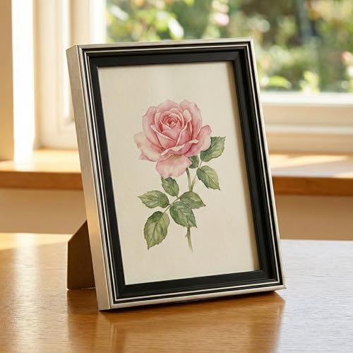 Image of Premium 5x7 Inch Photo Frame - Black & Silver Tabletop Display with Plexiglass Front | Perfect for Home Decor, Memories & Gifting