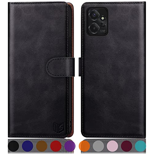 Étui portefeuille Motorola Moto G Power 2023 noir en simili cuir antichoc