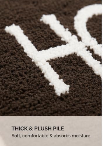 Image of Set of 2 Micro Anti Skid Bath Mat for Home Kitchen, Office, Water Absorbent Machine Washable and Quick Dry Luxury Mats for Bathroom, Kitchen, Entrance. (Brown Home)